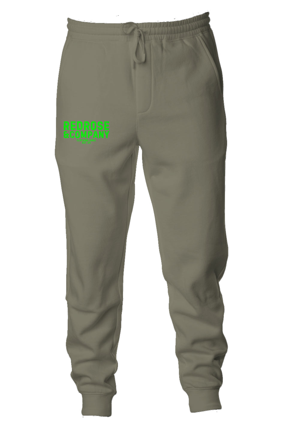 RedRose&co. Midweight Fleece Joggers Lime Logo