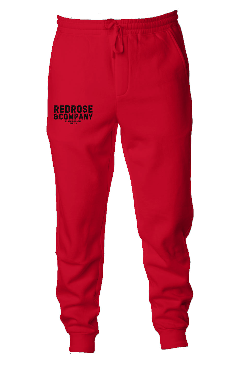 RedRose&co. Midweight Fleece Joggers Black Logo