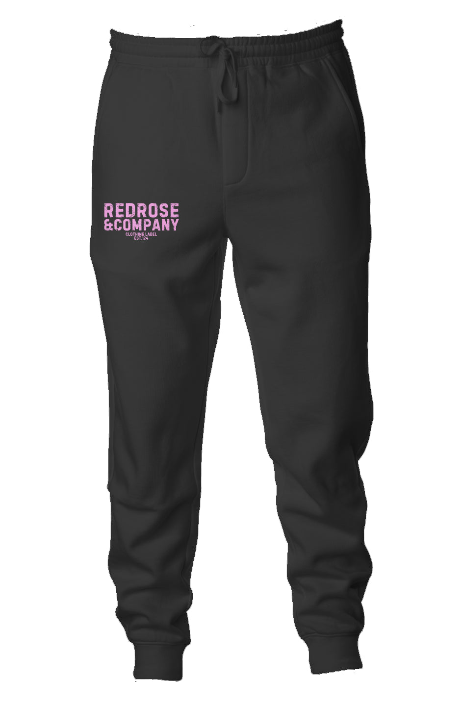 RedRose&co. Midweight Fleece Joggers Pink Logo