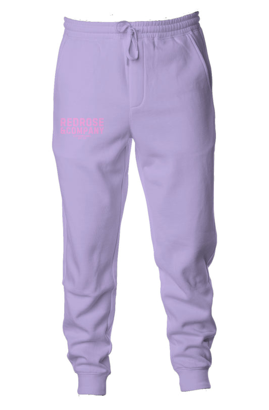 RedRose&co. Midweight Fleece Joggers Pink Logo