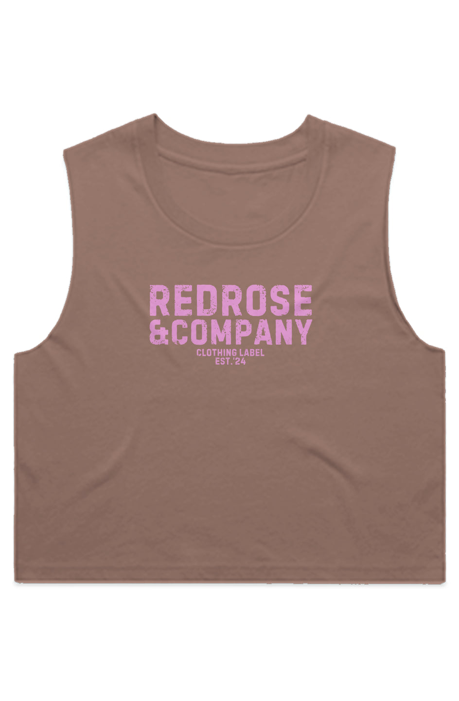 RedRose&co. Women's crop Tank Pink Logo