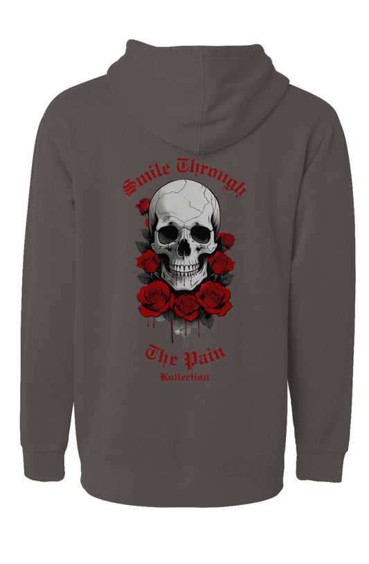 Smile Through The Pain - Pigment Dyed Hoodie - Red