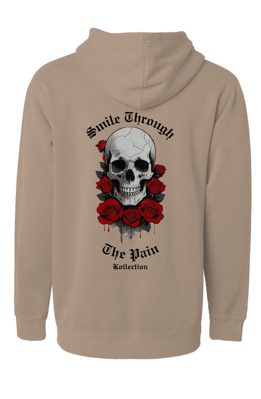 Smile Through The Pain - Pigment Dyed Hoodie - Black Logo