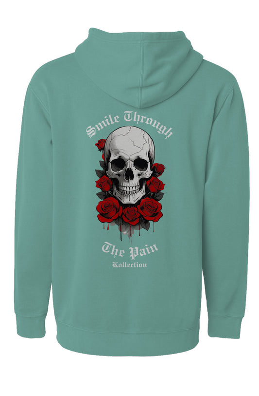 Smile Through The Pain - Pigment Dyed Hoodie - White Logo