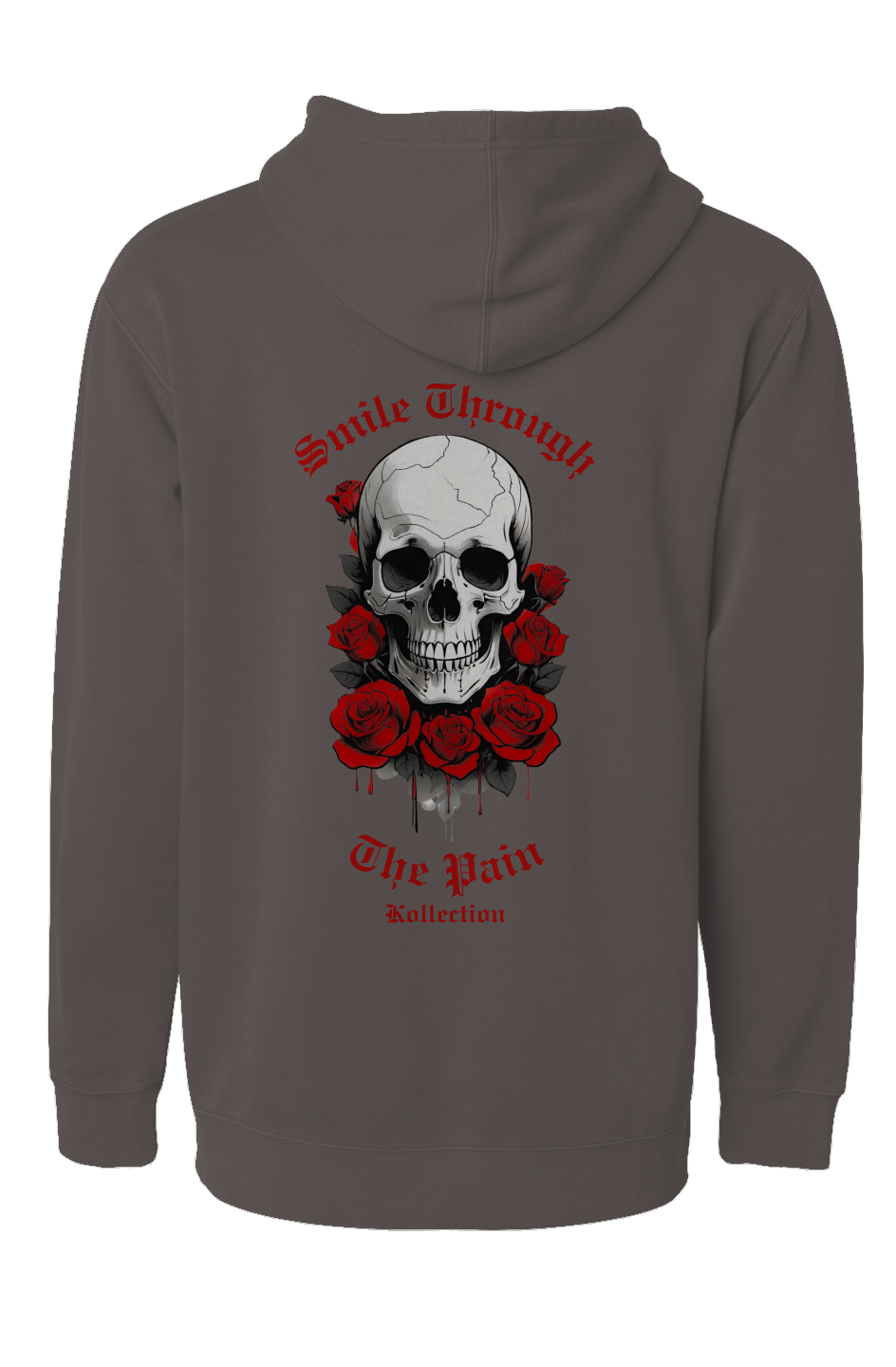 Smile Through The Pain - Pigment Dyed Hoodie - Red/Red Logo 1