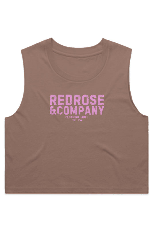 RedRose&co. Women's crop Tank Pink Logo