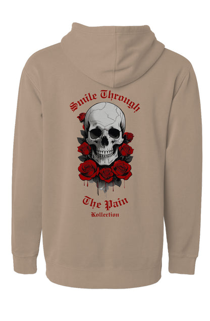 Smile Through The Pain - Pigment Dyed Hoodie - Red Logo