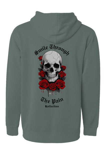 Smile Through The Pain - Pigment Dyed Hoodie - Black Logo